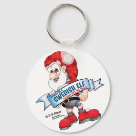 Gus der Tomte mit einem Banner, & Boot GESCHICHTEN Schlüsselanhänger