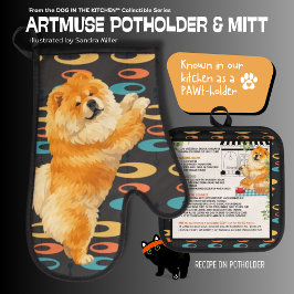 GUS GUS -CHOW DOG Oven Mitt & Pot Holder Ofenhandschuh & Topflappen-Set