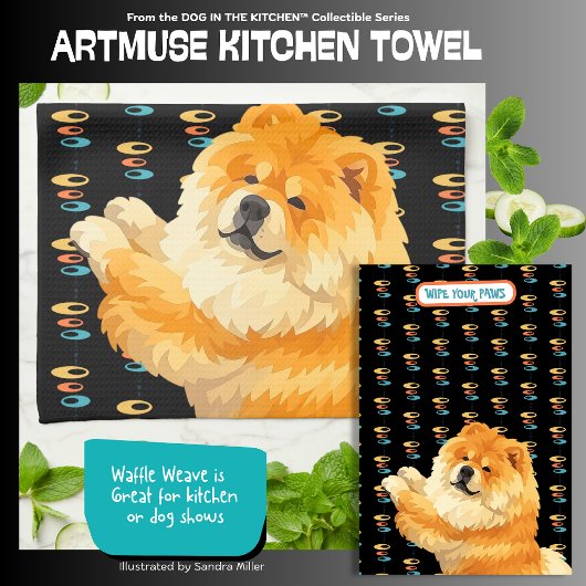 GUS red chow  - ArtMuse Kitchen Towels  Geschirrtuch