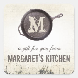 Gusseisenkochplatte Bratpfanne Kochen Koch Quadratischer Aufkleber