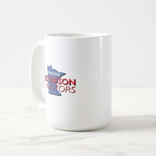 Gustafson Motors Wordmark Design Große Tasse (Vorderseite Links)