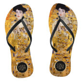 Gustav Klimt Adele Portrait in Gold mit Monogramm Badesandalen (Fußbett)