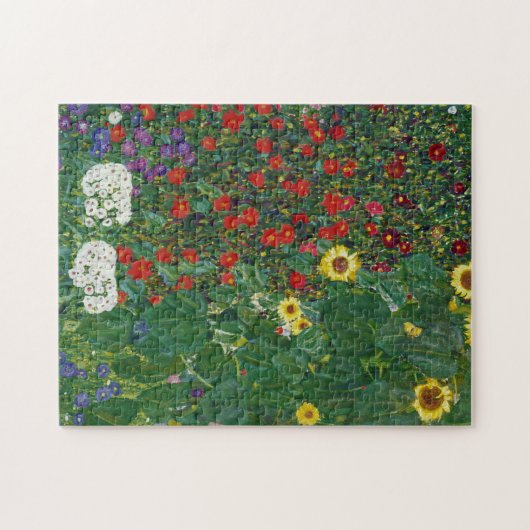 Gustav Klimt - Agrargarten mit Blume Puzzle (Horizontal)