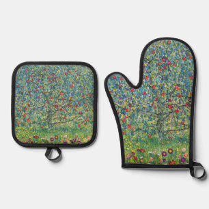 Gustav Klimt - Apfelbaum Ofenhandschuh & Topflappen-Set