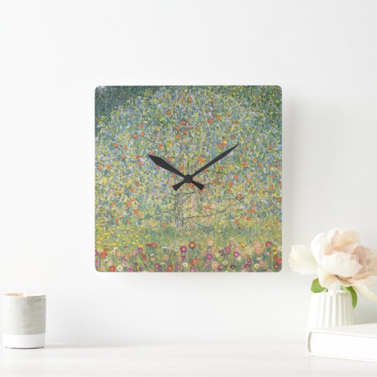 Gustav Klimt Apfelbaum Quadratische Wanduhr (Zuhause)