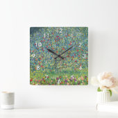 Gustav Klimt - Apfelbaum Quadratische Wanduhr (Zuhause)