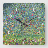 Gustav Klimt - Apfelbaum Quadratische Wanduhr (Vorderseite)