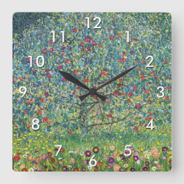 Gustav Klimt - Apfelbaum Quadratische Wanduhr