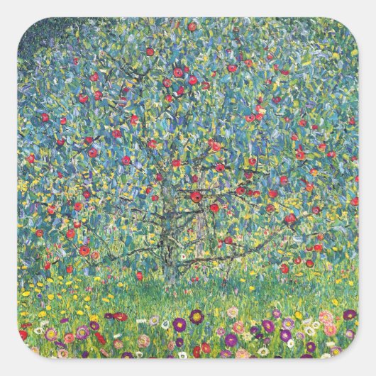 Gustav Klimt - Apfelbaum Quadratischer Aufkleber (Vorderseite)