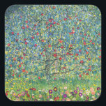 Gustav Klimt - Apfelbaum Quadratischer Aufkleber<br><div class="desc">Apfelbaum I - Gustav Klimt,  Öl auf Leinwand,  1907</div>