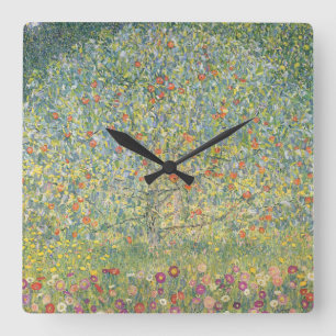Gustav Klimt Apple Tree Quadratische Wanduhr