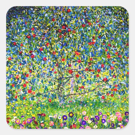 Gustav Klimt Apple Tree Quadratischer Aufkleber (Vorderseite)