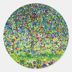 Gustav Klimt Apple Tree Runder Aufkleber