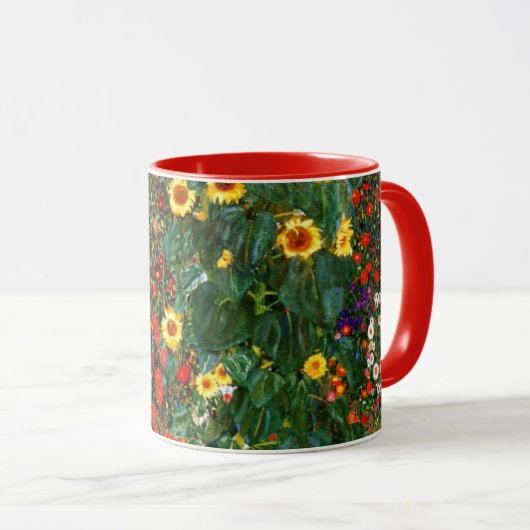 Gustav Klimt art - Bauernhof Garten mit Sonnenblum Tasse (VorderseiteRechts)