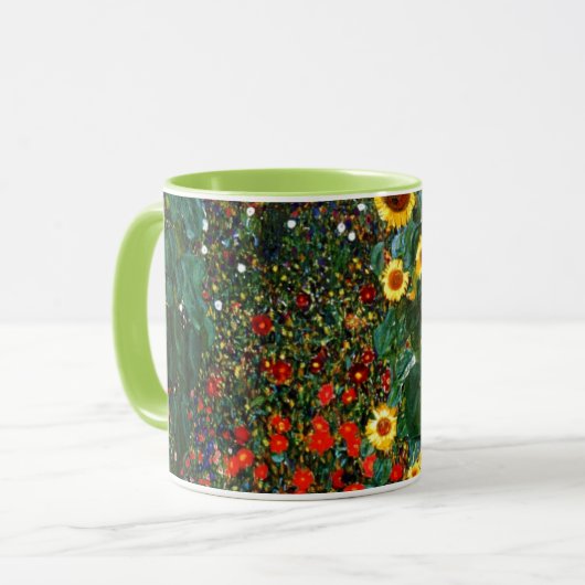 Gustav Klimt art - Bauernhof Garten mit Sonnenblum Tasse (Vorderseite Links)