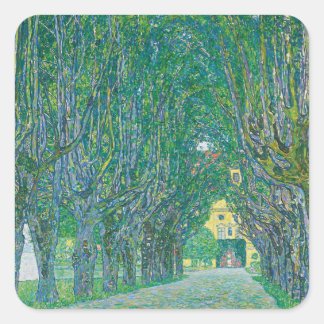 Gustav Klimt: Avenue of Schloss Kammer Park Quadratischer Aufkleber