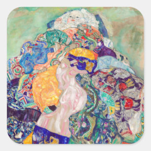 Gustav Klimt - Baby / Wiege Quadratischer Aufkleber