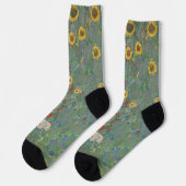 Gustav Klimt - Bauernhof Garten mit Sonnenblumen Socken (Linkes Detail)