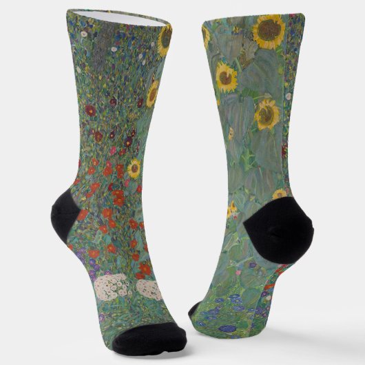 Gustav Klimt - Bauernhof Garten mit Sonnenblumen Socken (Gewinkelt)