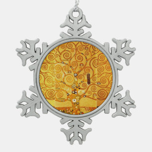 Gustav Klimt Baum des Lebens: Art Nouveau Symbolis Schneeflocken Zinn-Ornament