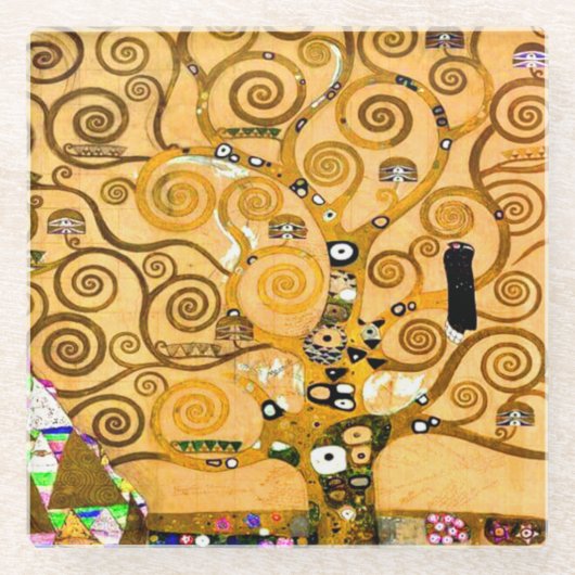 Gustav Klimt Baum des Lebens Glasuntersetzer (Vorderseite)