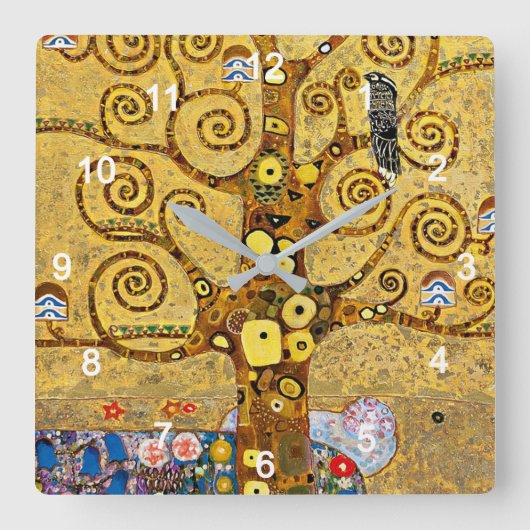 Gustav Klimt , "Baum des Lebens" Quadratische Wanduhr (Vorderseite)