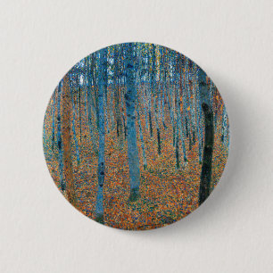 Gustav Klimt Beech Tree Forest Grove Button