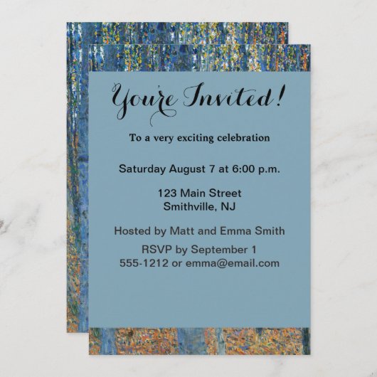 Gustav Klimt Beech Tree Forest Grove Einladung (Vorne/Hinten)