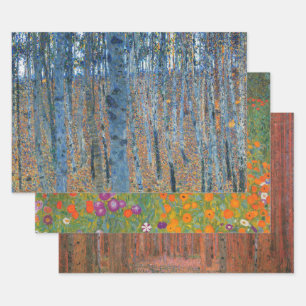 Gustav Klimt Beech Tree Forest Grove Geschenkpapier Set