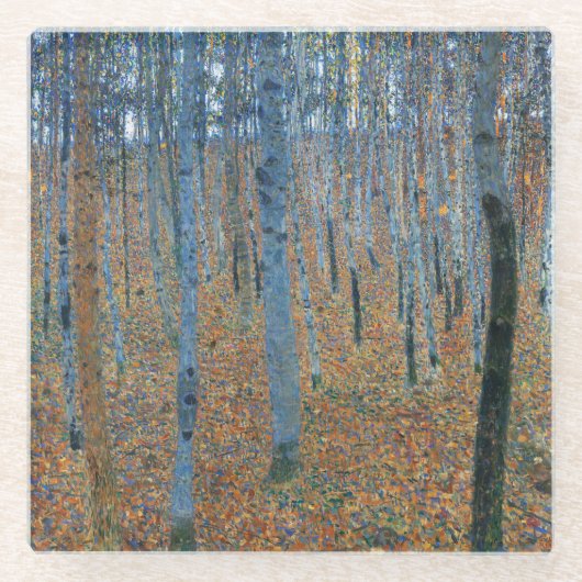 Gustav Klimt Beech Tree Forest Grove Glasuntersetzer (Vorderseite)