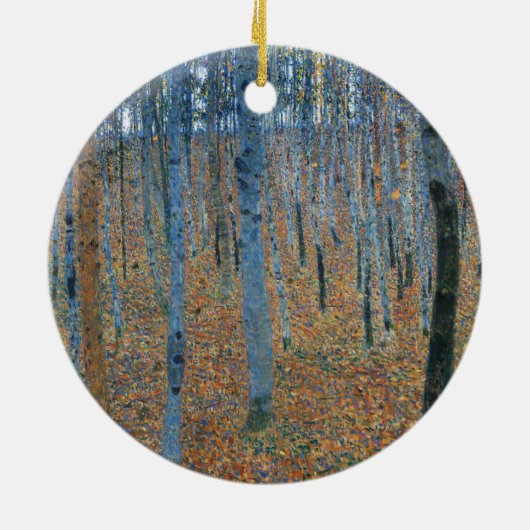 Gustav Klimt Beech Tree Forest Grove Keramik Ornament (Hinten)