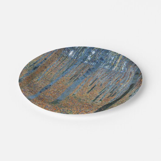 Gustav Klimt Beech Tree Forest Grove Pappteller (Schrägansicht)