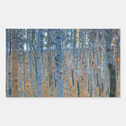 Gustav Klimt Beech Tree Forest Grove Rechteckiger Aufkleber (Vorderseite)