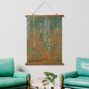 Gustav Klimt - Birchwald Kunst Wandteppich Mit Holzrahmen