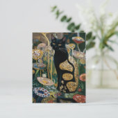 Gustav Klimt Black Cat In einem Blumengarten, CAT  Postkarte (Stehend Vorderseite)