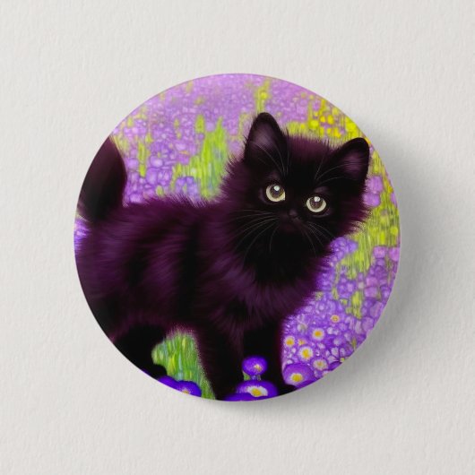 Gustav Klimt Black Kitten Button (Vorderseite)