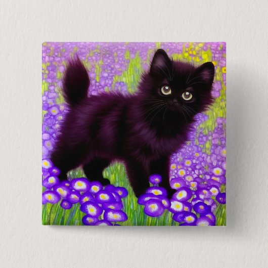 Gustav Klimt Black Kitten Button (Vorderseite)