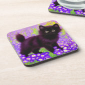 Gustav Klimt Black Kitten Getränkeuntersetzer (Linke Seite)