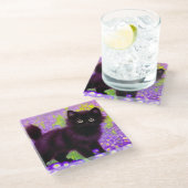Gustav Klimt Black Kitten Glasuntersetzer (Schrägansicht)