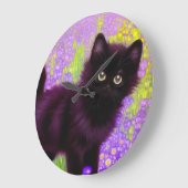 Gustav Klimt Black Kitten Große Wanduhr (Winkel)