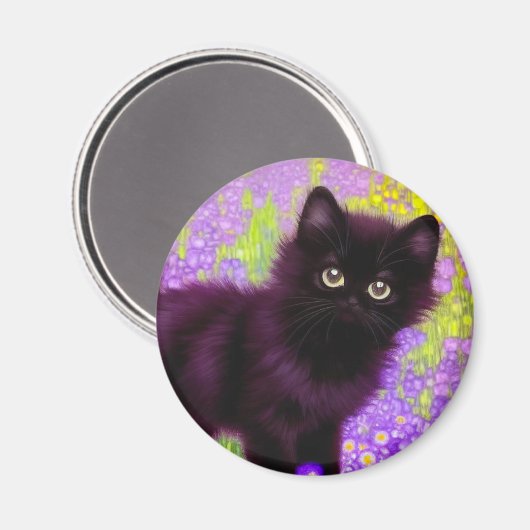 Gustav Klimt Black Kitten Magnet (Vorderseite/Rückseite)