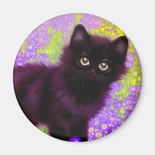Gustav Klimt Black Kitten Magnet (Vorne)