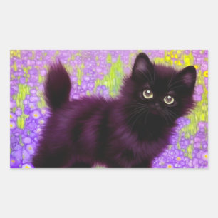 Gustav Klimt Black Kitten Rechteckiger Aufkleber
