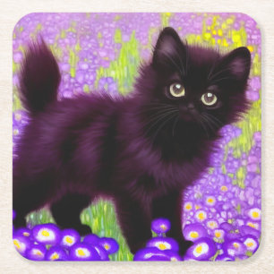 Gustav Klimt Black Kitten Rechteckiger Pappuntersetzer