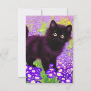 Gustav Klimt Black Kitten RSVP Karte