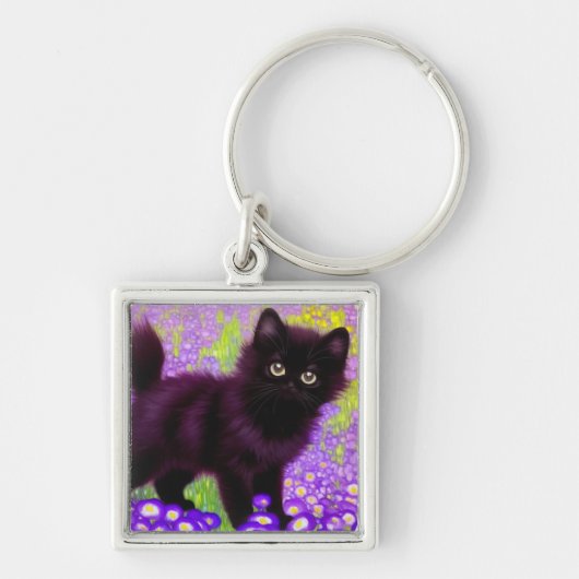 Gustav Klimt Black Kitten Schlüsselanhänger (Vorne)