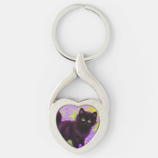 Gustav Klimt Black Kitten Schlüsselanhänger (Vorderseite)