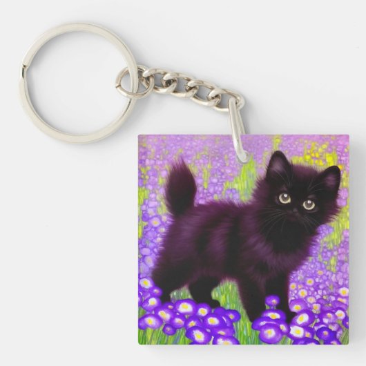 Gustav Klimt Black Kitten Schlüsselanhänger (Vorderseite)