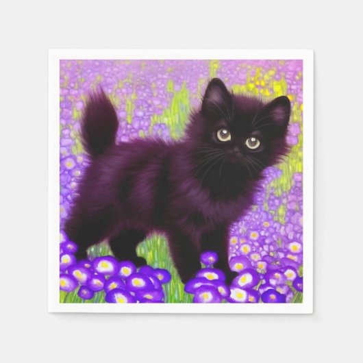 Gustav Klimt Black Kitten Serviette (Vorderseite)