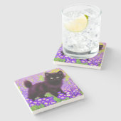 Gustav Klimt Black Kitten Steinuntersetzer (Seitenansicht)